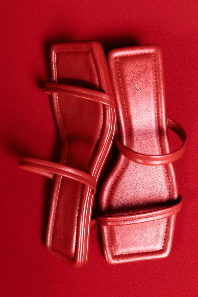 St. Agni Fine Strap Kitten Heel Red