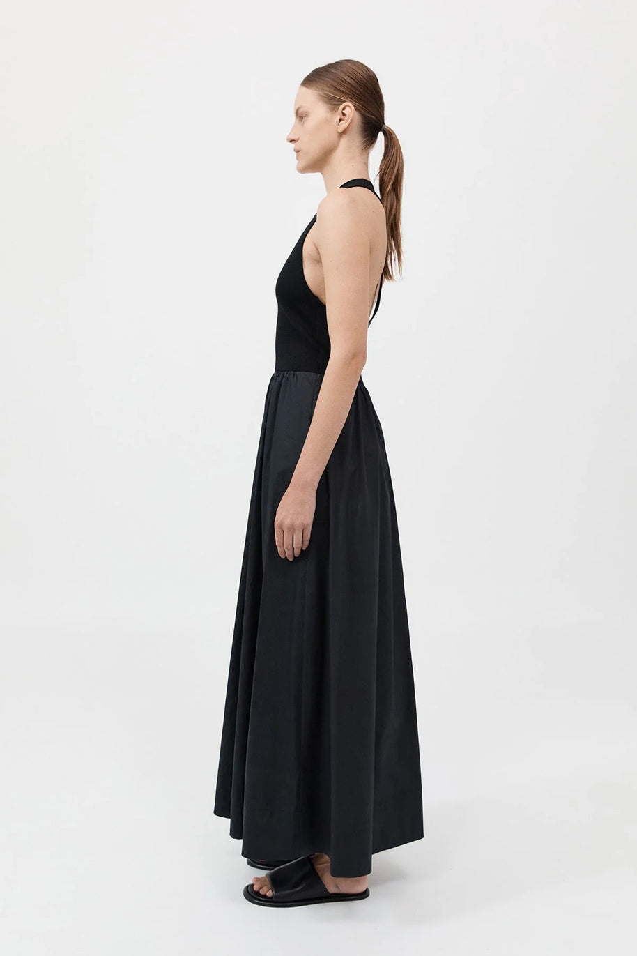 St. Agni Plunge Neck Dress Black