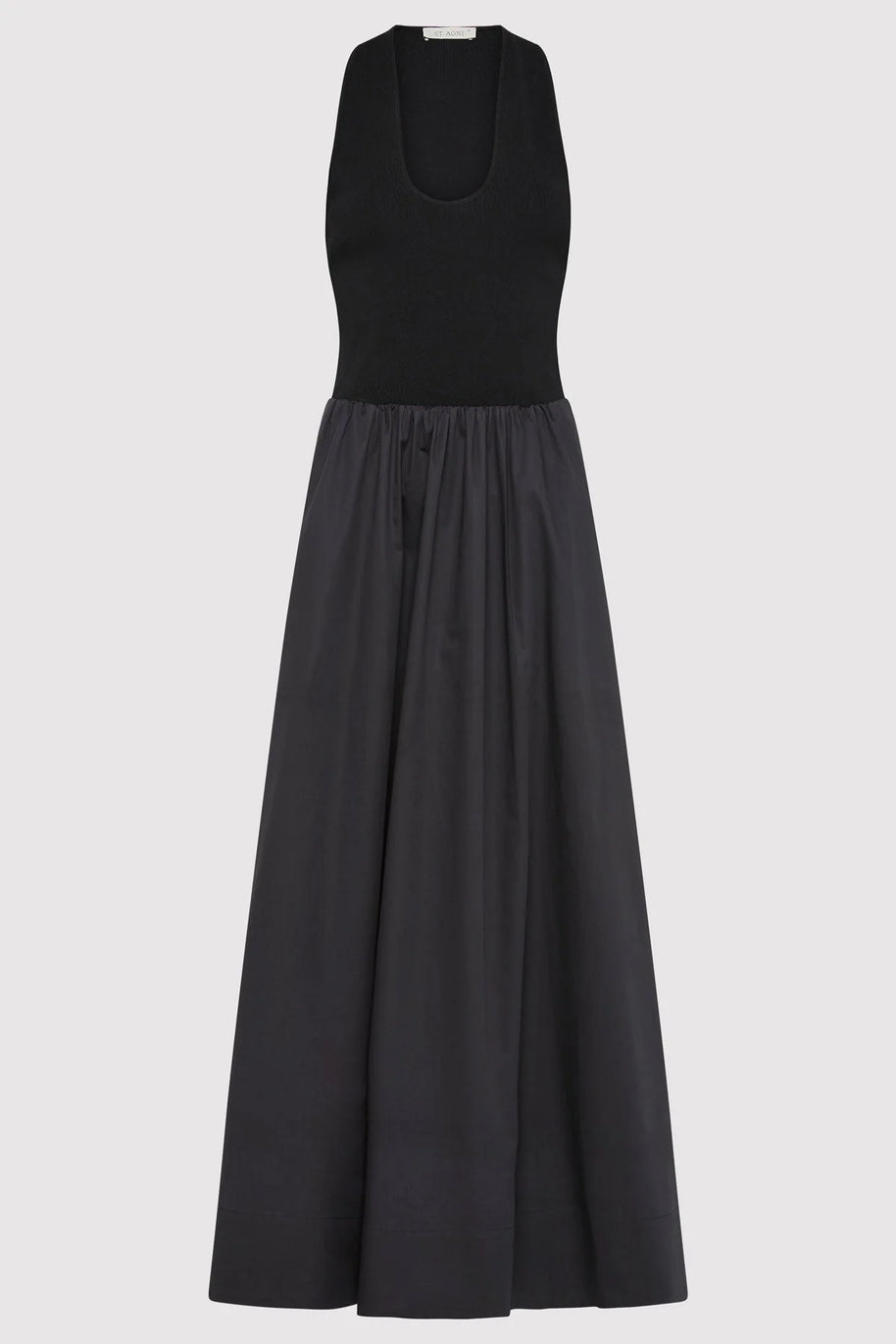 St. Agni Plunge Neck Dress Black