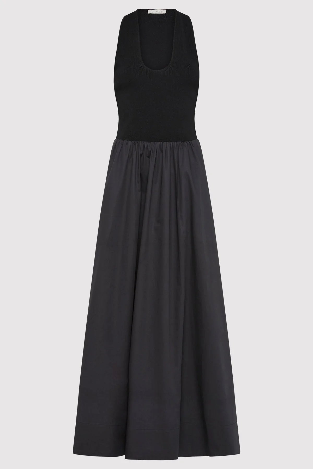 St. Agni Plunge Neck Dress Black