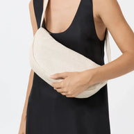 St. Agni Perforated Crescent Bag in Tofu, Crossbody White Bag