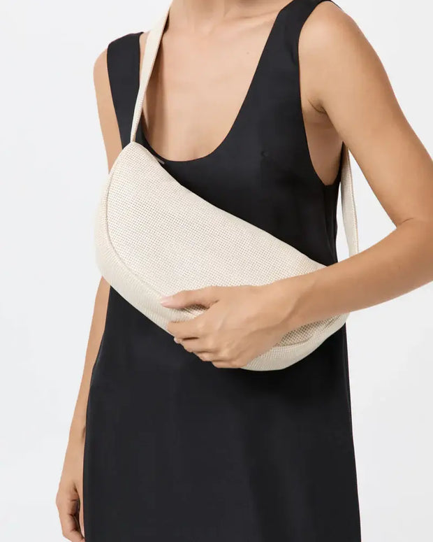St. Agni Perforated Crescent Bag in Tofu, Crossbody White Bag