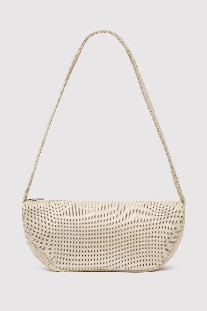 St. Agni Perforated Crescent Bag in Tofu, Crossbody White Bag