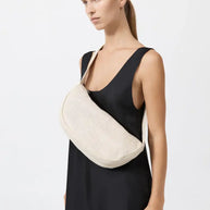 St. Agni Perforated Crescent Bag in Tofu, Crossbody White Bag