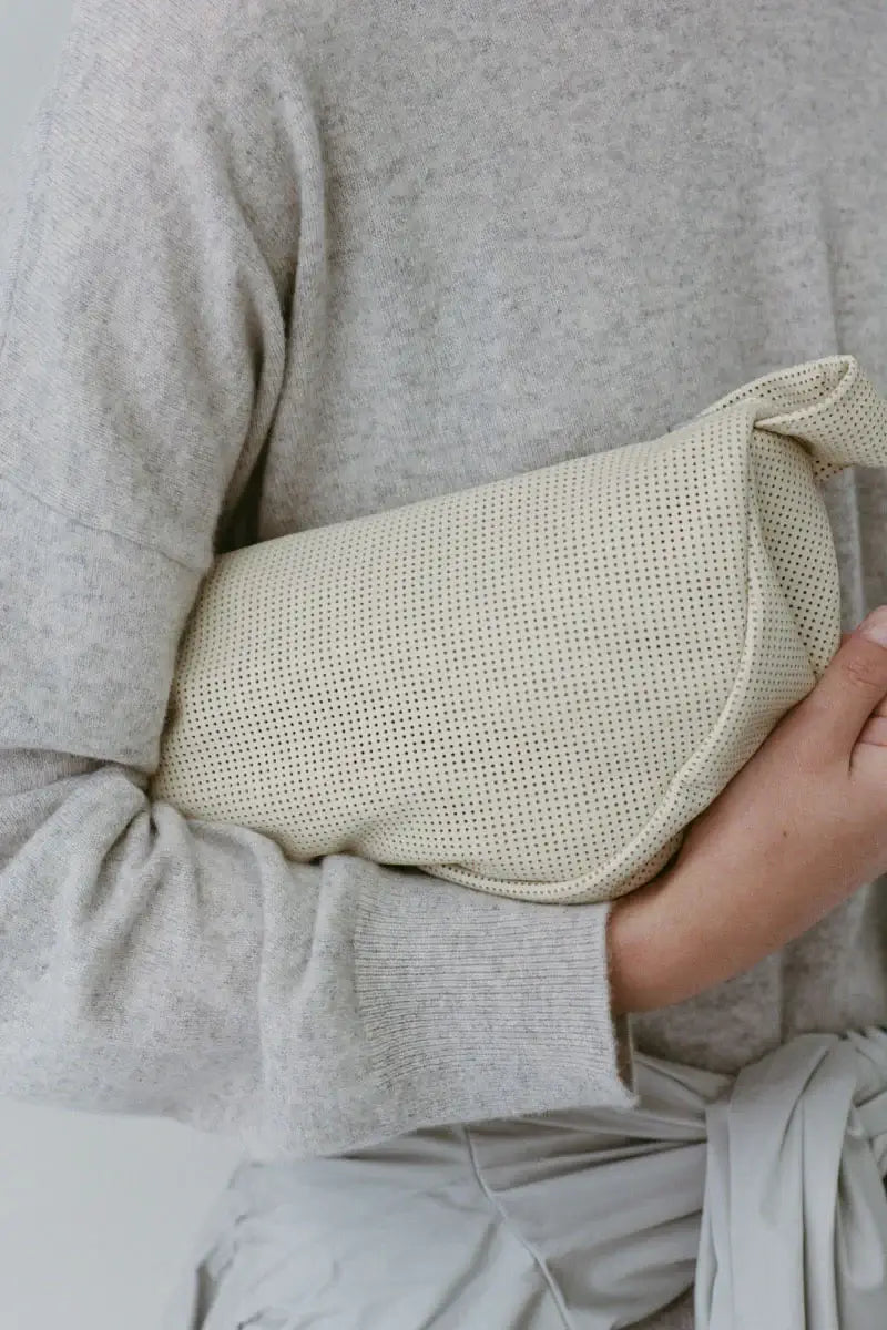 St. Agni Perforated Crescent Bag in Tofu, Crossbody White Bag