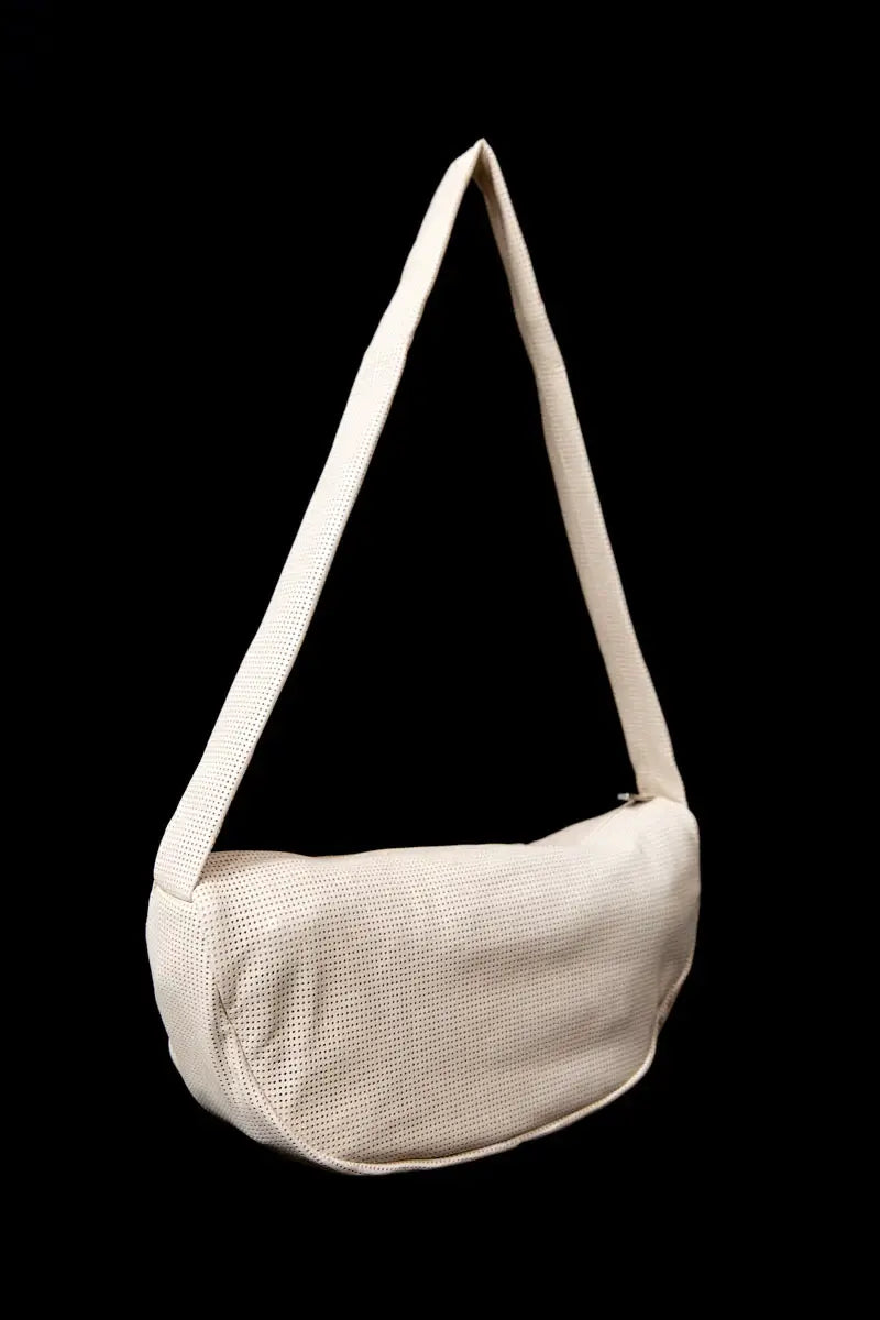 St. Agni Perforated Crescent Bag in Tofu, Crossbody White Bag
