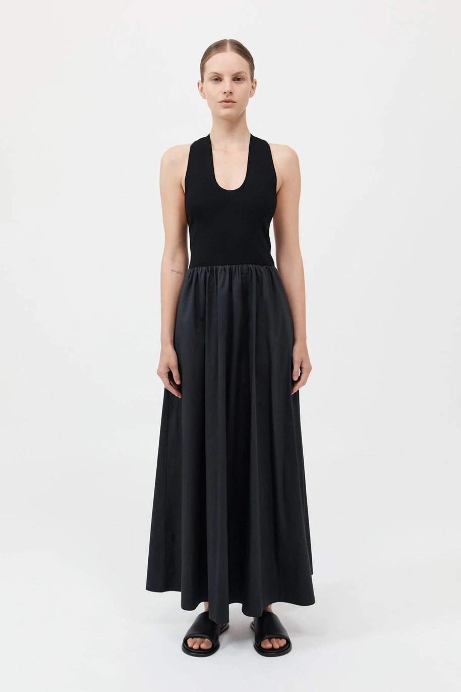 St. Agni Plunge Neck Dress Black