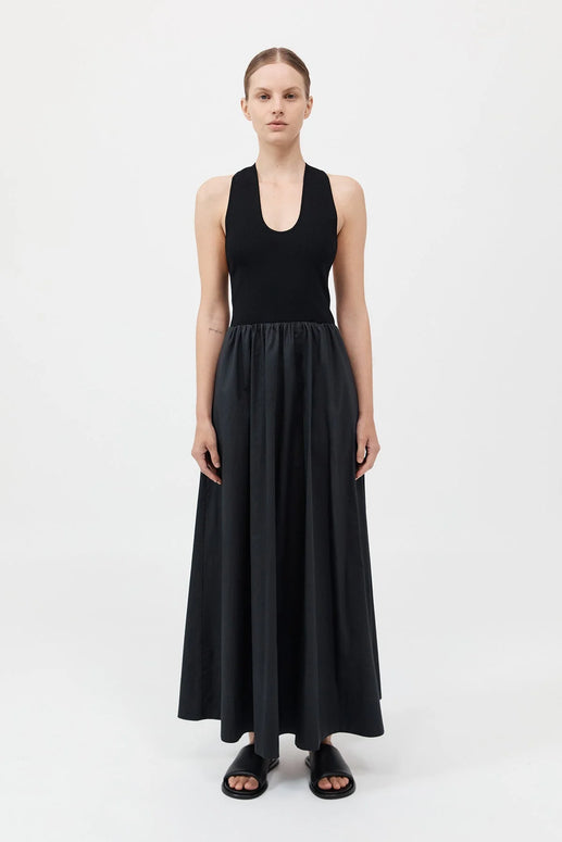 St. Agni Plunge Neck Dress Black