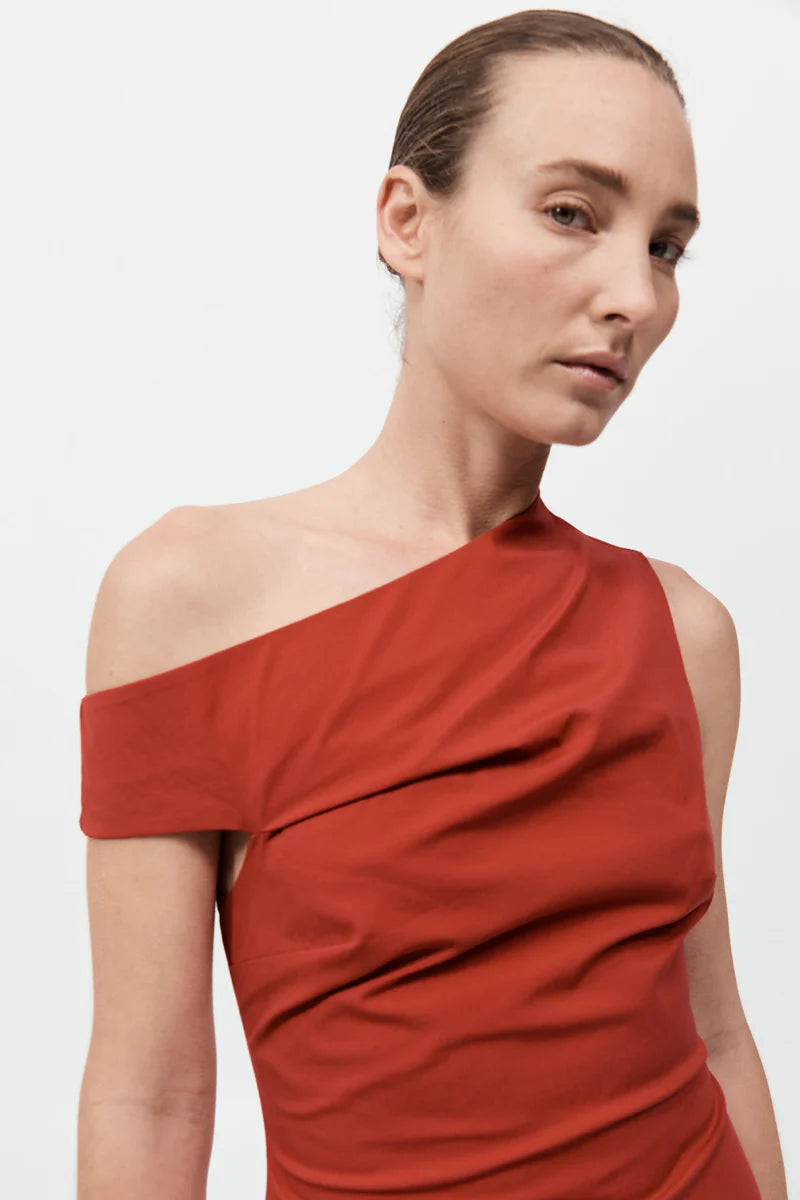 St. Agni Soft Sculptural Mini Dress Red