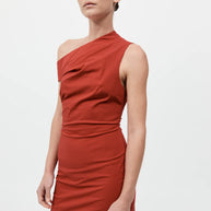 St. Agni Soft Sculptural Mini Dress Red