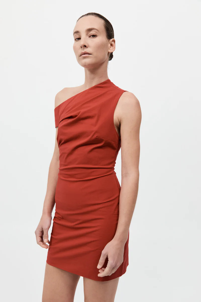 St. Agni Soft Sculptural Mini Dress Red
