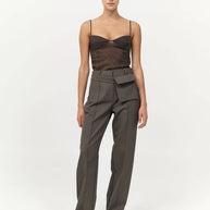 St. Agni Transparent Silk Cami in Black Olive 