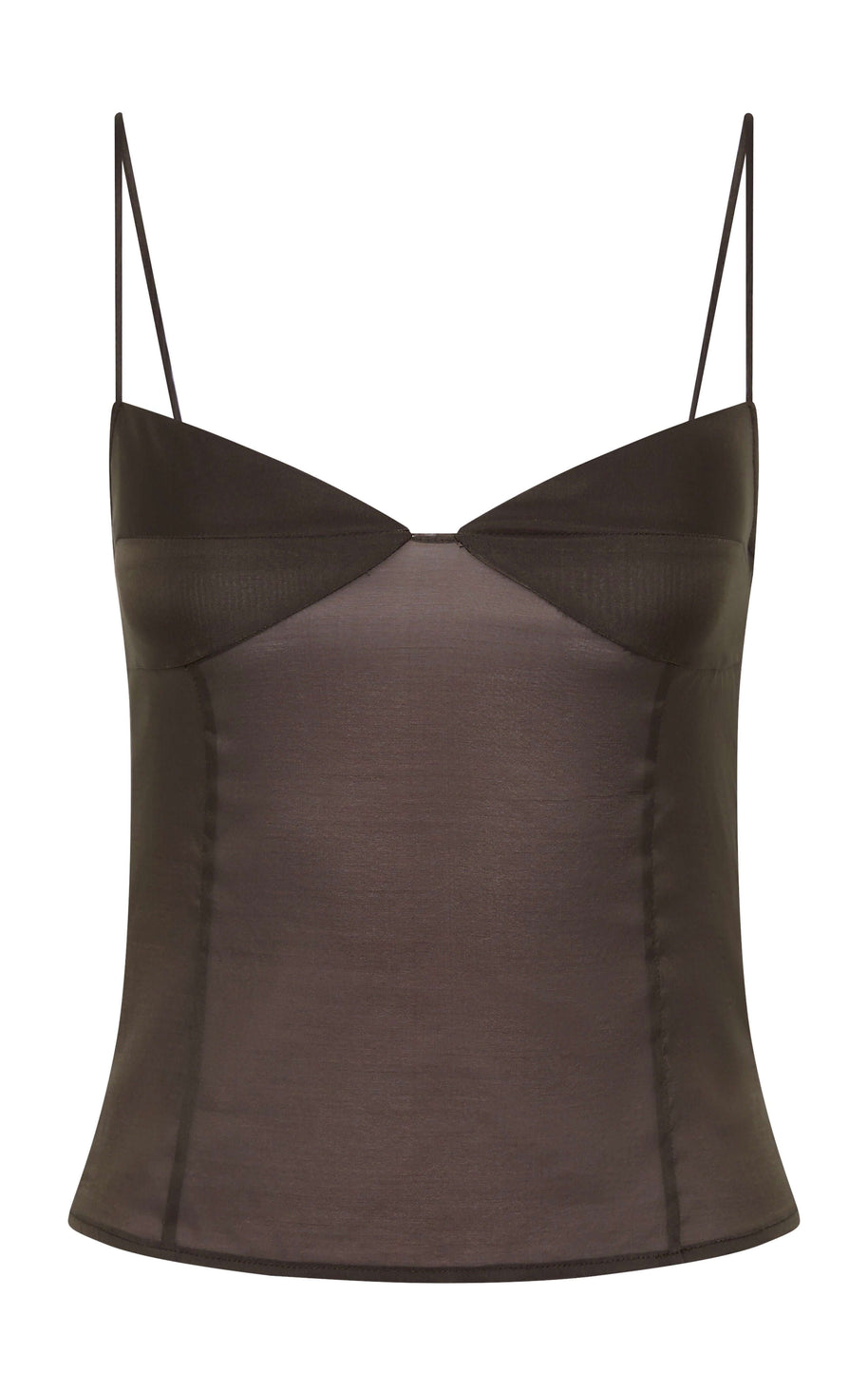 St. Agni Transparent Silk Cami in Black Olive 