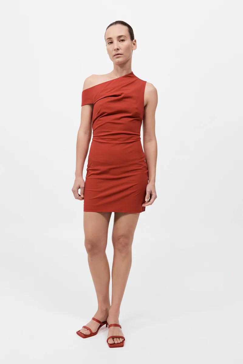 St. Agni Soft Sculptural Mini Dress Red