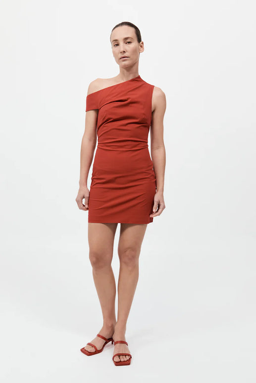 St. Agni Soft Sculptural Mini Dress Red