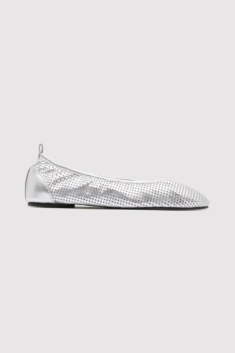 St. Agni Silver Perforated Minimal Ballet Flat 