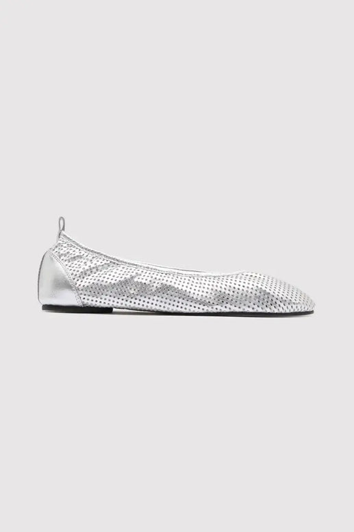 St. Agni Silver Perforated Minimal Ballet Flat 