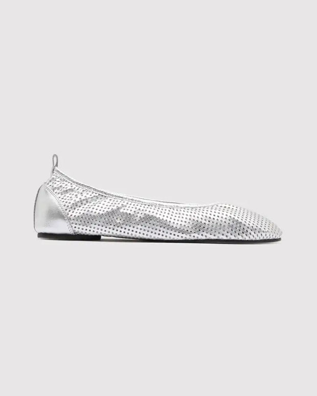St. Agni Silver Perforated Minimal Ballet Flat 