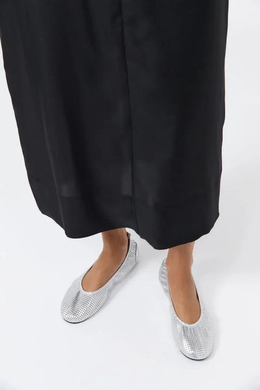 St. Agni Silver Perforated Minimal Ballet Flat 