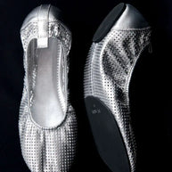 St. Agni Silver Perforated Minimal Ballet Flat 
