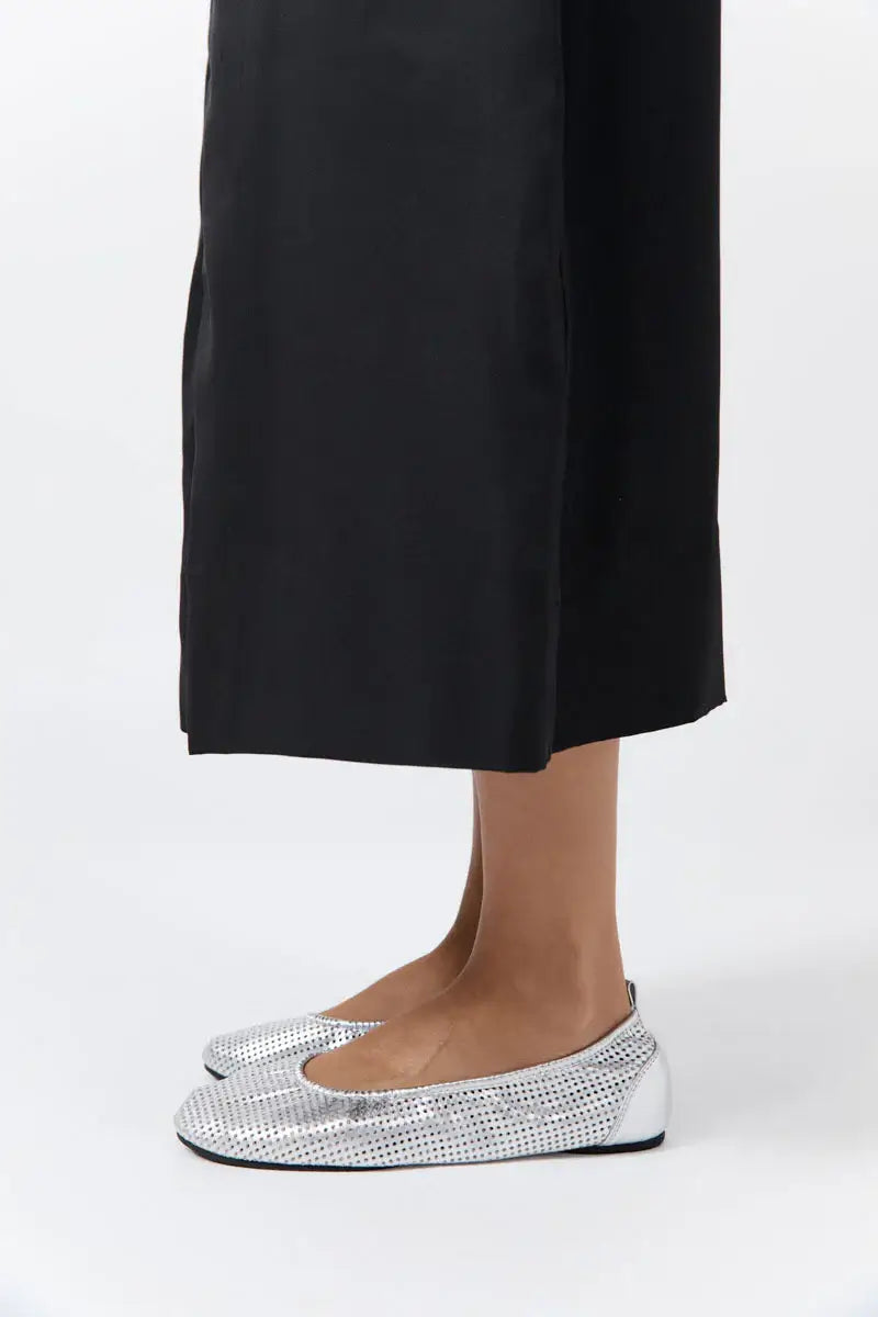 St. Agni Silver Perforated Minimal Ballet Flat 