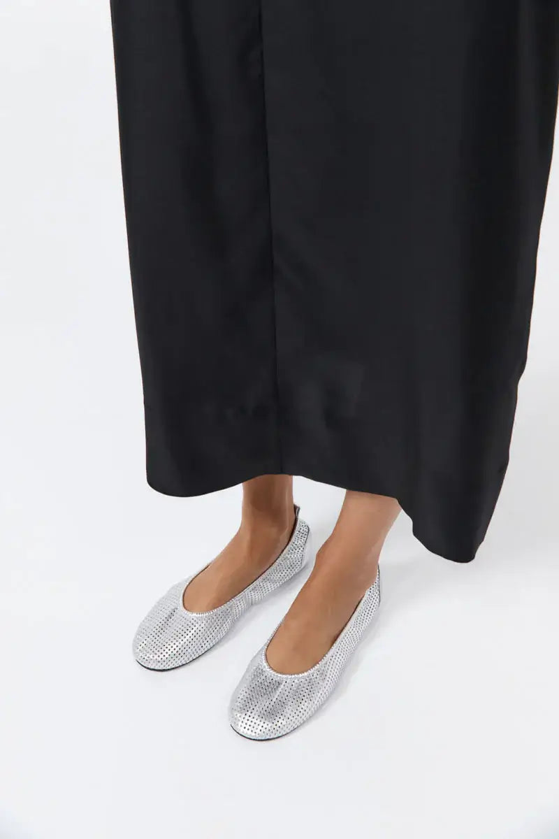 St. Agni Silver Perforated Minimal Ballet Flat 