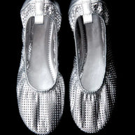 St. Agni Silver Perforated Minimal Ballet Flat 