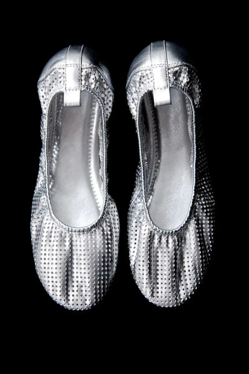 St. Agni Silver Perforated Minimal Ballet Flat 