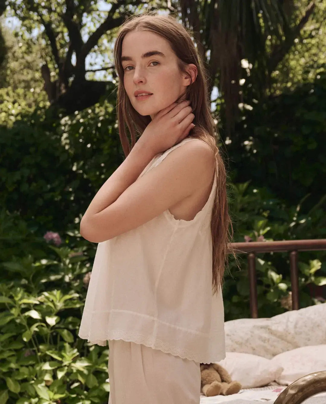 The Great Eyelet Tank in White Sleep Tank 