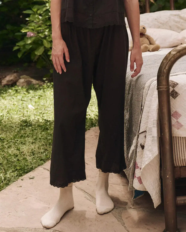The Great Eyelet Easy Sleep Pant in Black 