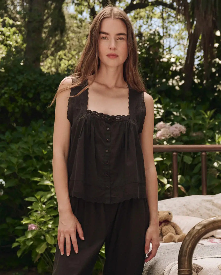 The Great Eyelet Tank In Black Sleep Tank