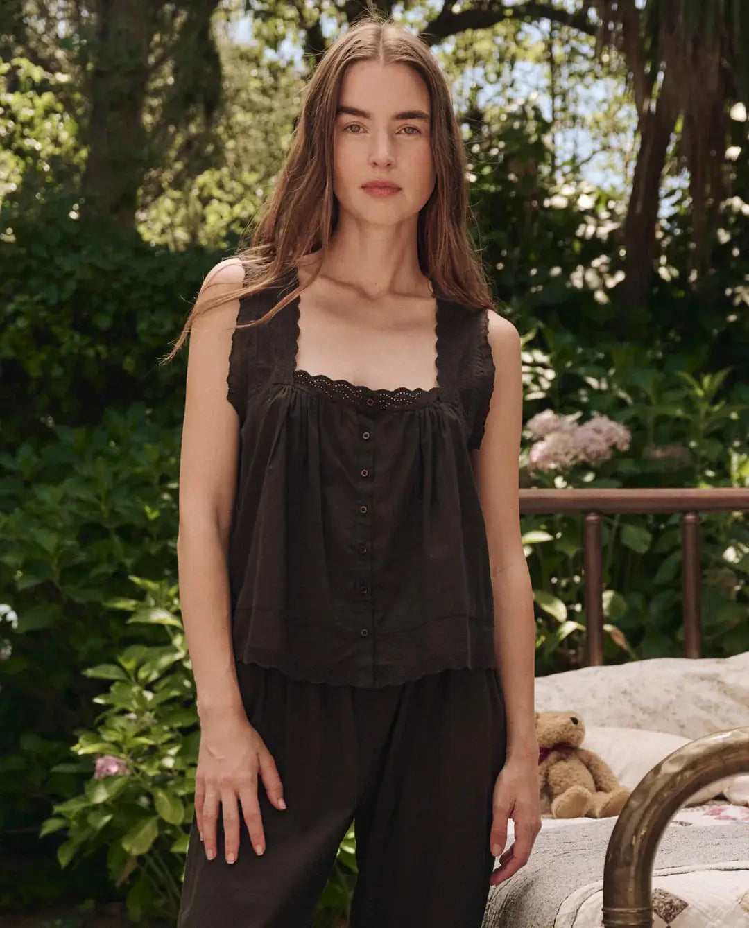 The Great Eyelet Tank In Black Sleep Tank