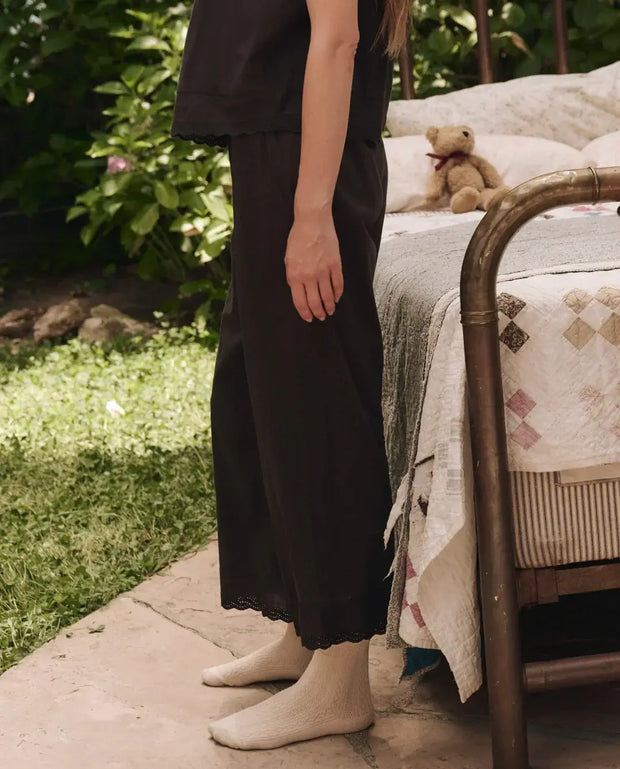 The Great Eyelet Easy Sleep Pant in Black 