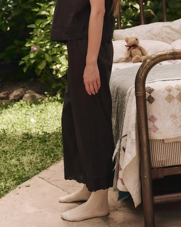 The Great Eyelet Easy Sleep Pant in Black 