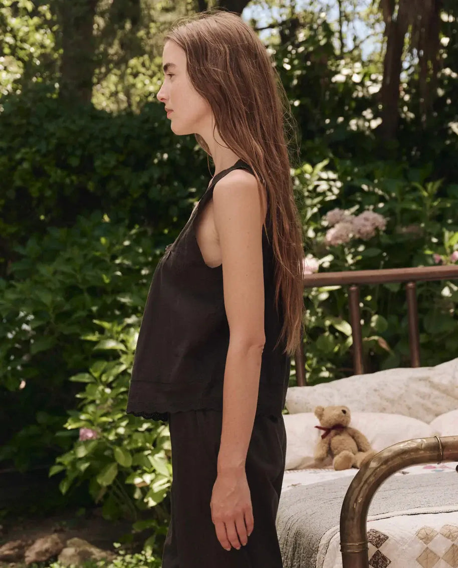 The Great Eyelet Tank In Black Sleep Tank