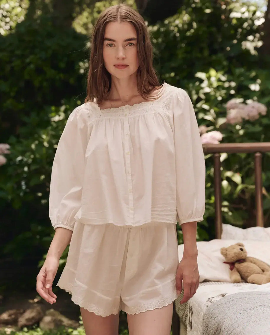 The Great Eyelet Tap Short in True White 