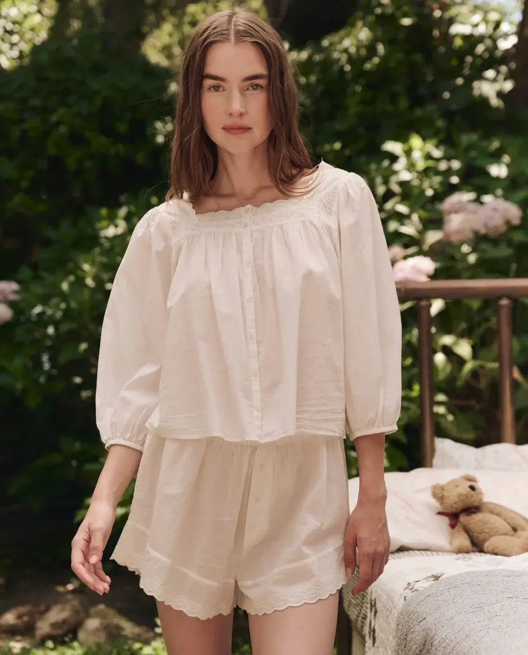 The Great Eyelet Tap Short in True White 