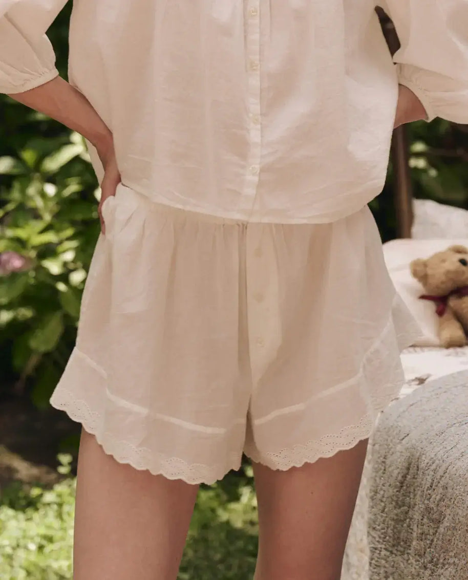 The Great Eyelet Tap Short in True White 