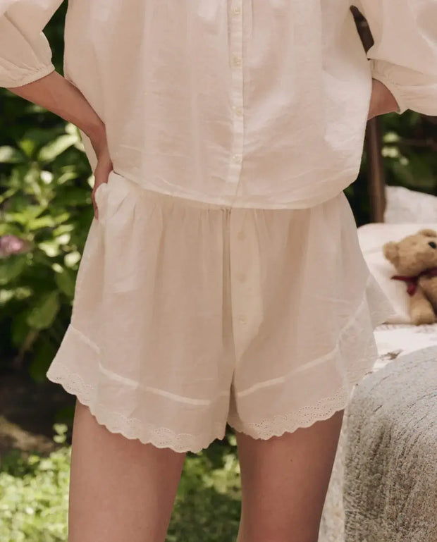 The Great Eyelet Tap Short in True White 