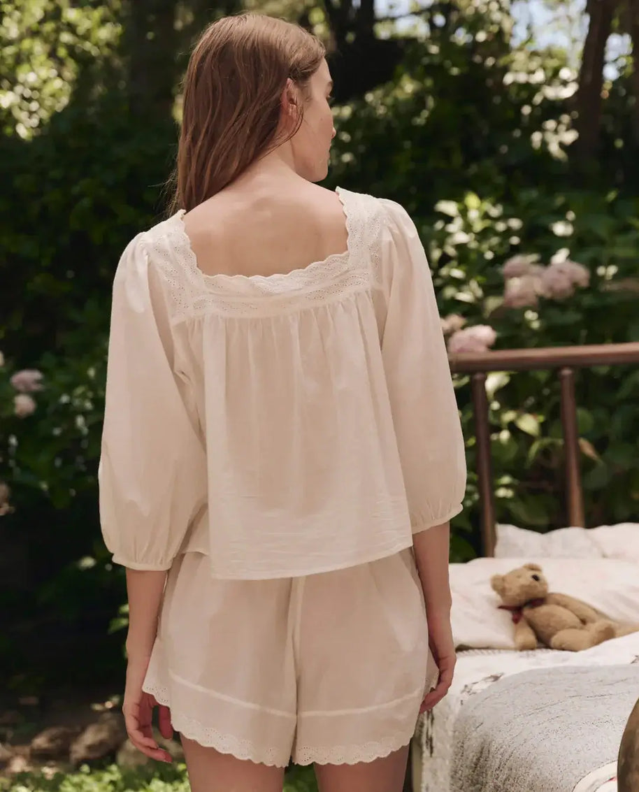 The Great Eyelet Tap Short in True White 