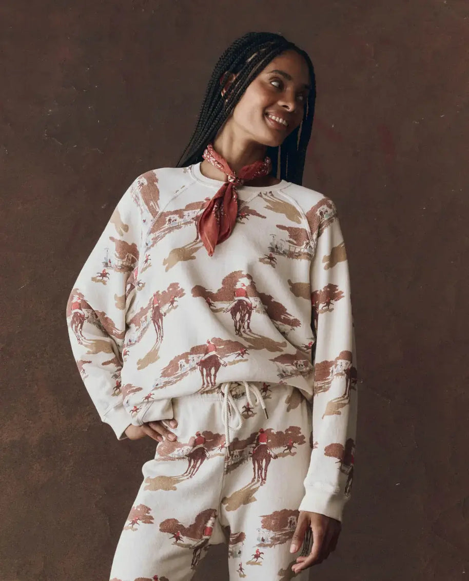 The Great Slouch Sweatshirt Riding Horses Print 