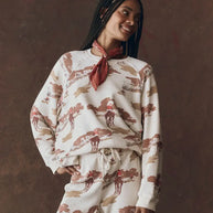 The Great Slouch Sweatshirt Riding Horses Print 