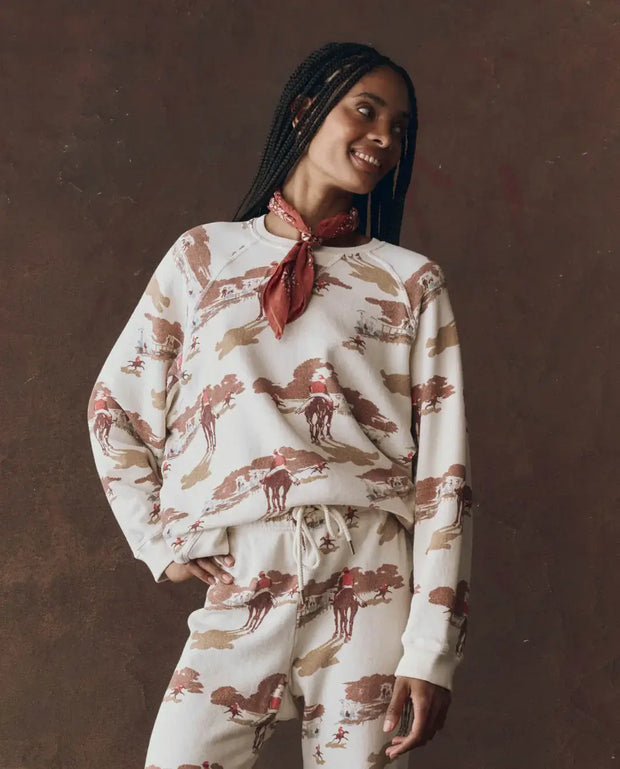 The Great Slouch Sweatshirt Riding Horses Print 