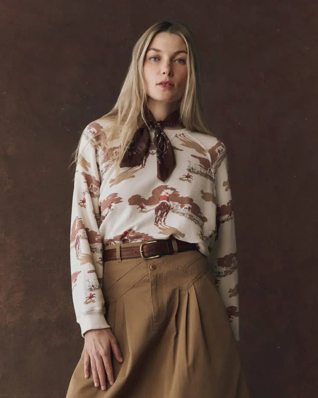 The Great Slouch Sweatshirt Riding Horses Print 