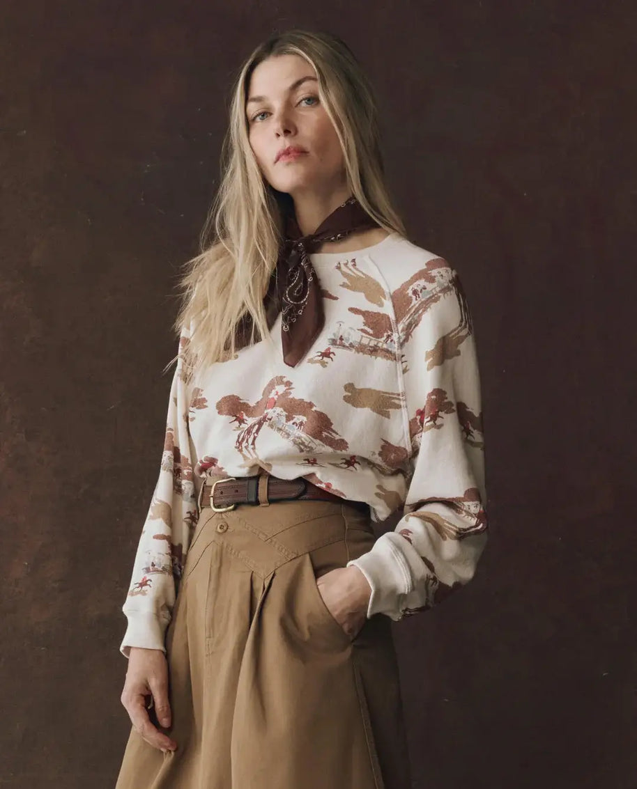 The Great Slouch Sweatshirt Riding Horses Print 