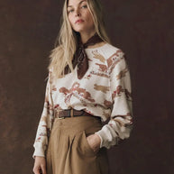 The Great Slouch Sweatshirt Riding Horses Print 