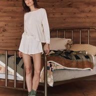 The Crop Sleep Henley | Washed White