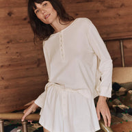The Crop Sleep Henley | Washed White