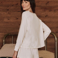 The Crop Sleep Henley | Washed White