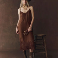 The Great Legacy Dress in Chocolate, Slip Dress, Brown Slip Dress, Silk Dress